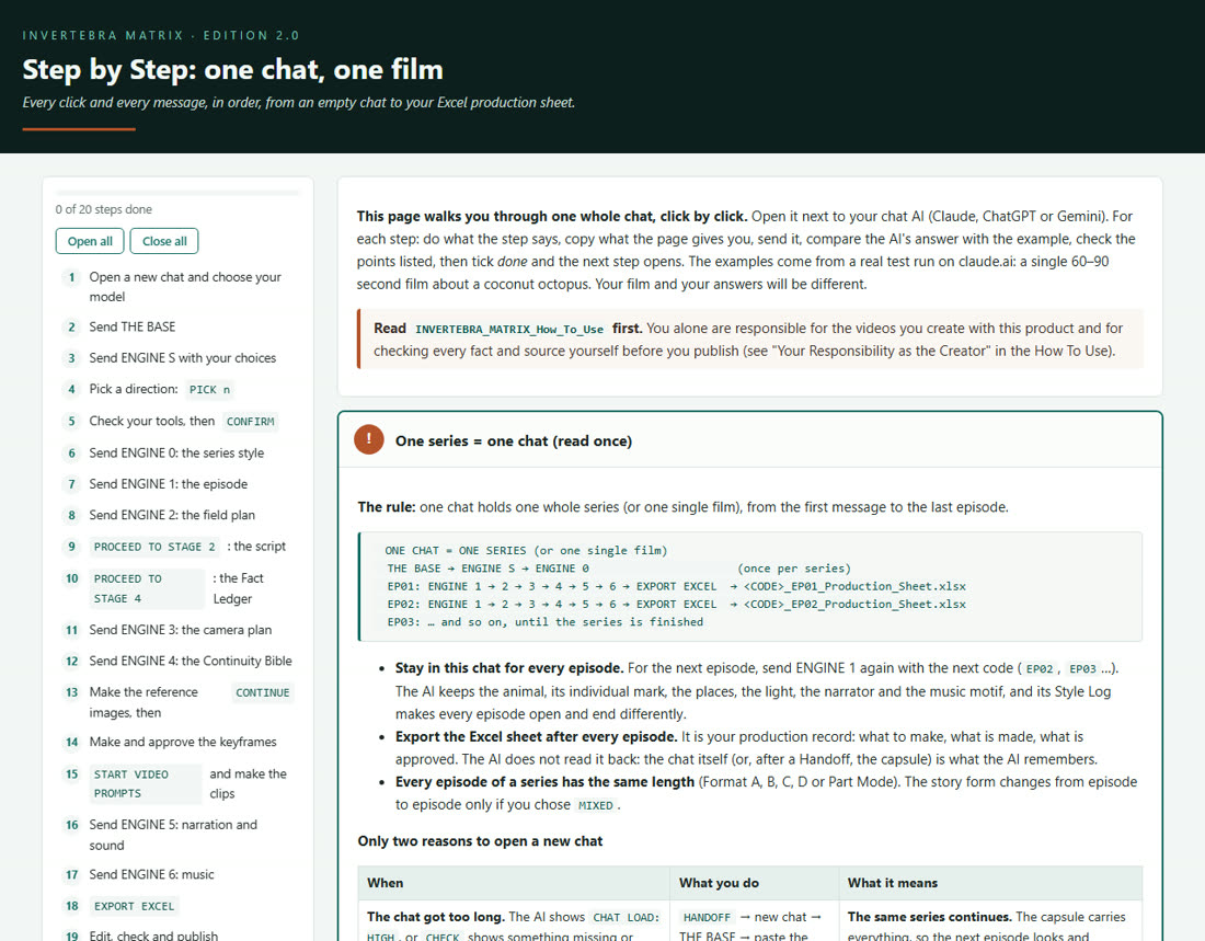 The online Step-by-Step guide with a step list and copy buttons